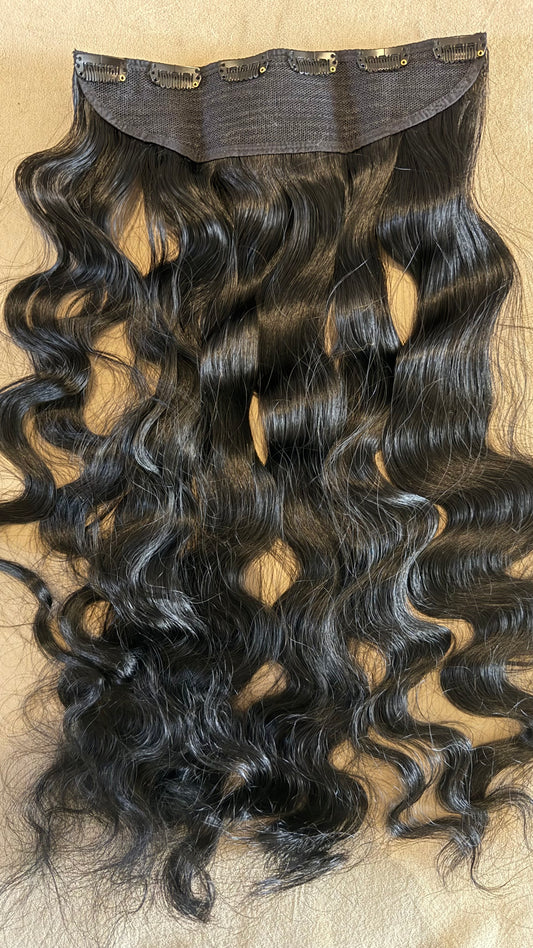 Jet black volume wavy weft
